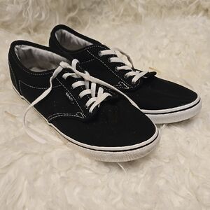 Vans Black and White Canvas Sneakers with Lace-Up Design